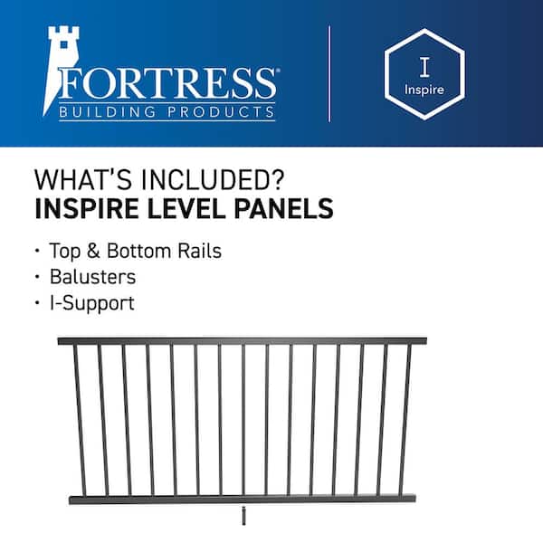 FORTRESS Inspire Railing 32.5 in. H x 6 ft. W Aluminum Black Sand Level Panel