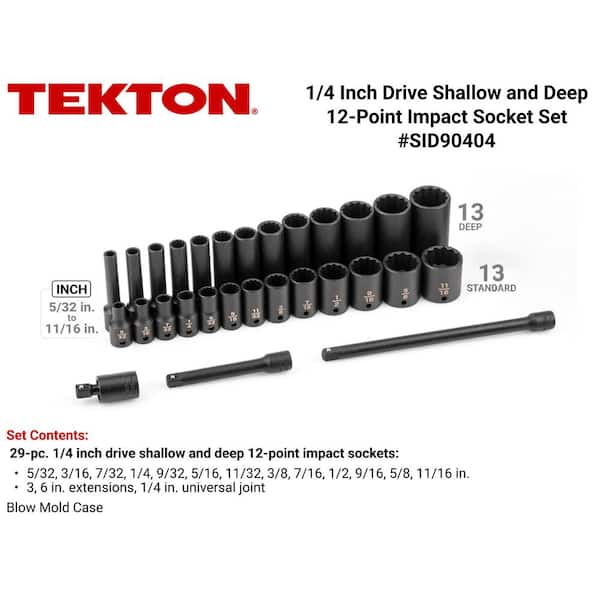 1/4 in. Drive 12-Point Impact Socket Set with Case, 29-Piece (5/32-11/16 in. )