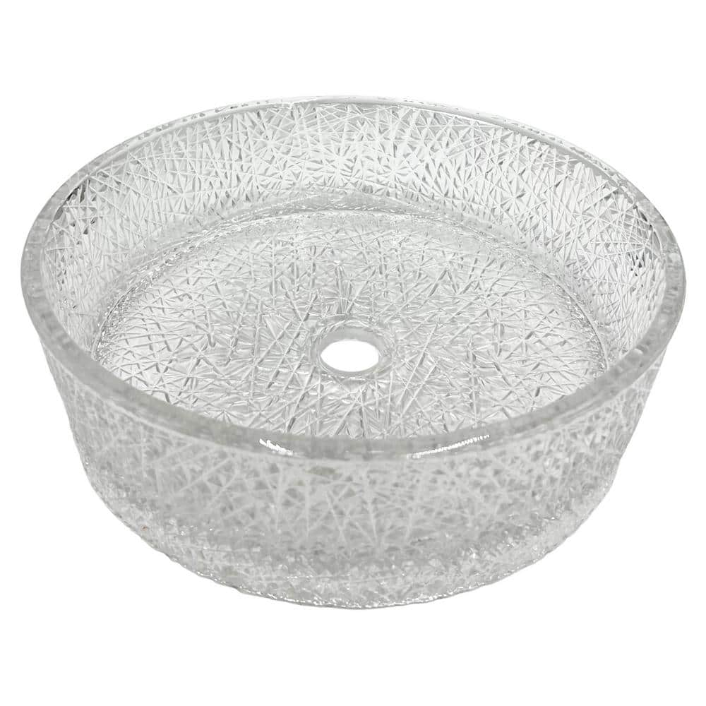Stadium 14" Clear Textured Glass Circular Bathroom Vessel Sink