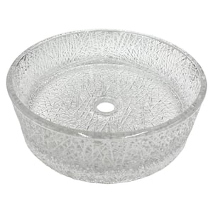 Scotch 14 in . Circular Bathroom Vessel Sink in Clear Tempered Glass