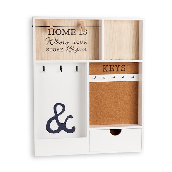 DANYA B Entryway White MDF Key/Mail Holder Wall Organizer