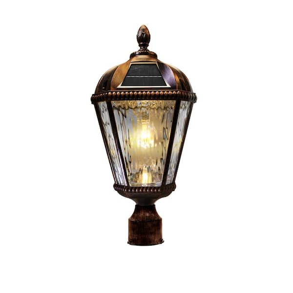 Royal Bulb Series 1-Light Bronze Aluminum Solar Outdoor Weather Resistance Post Light with 150 Lumen LED Bulb Included