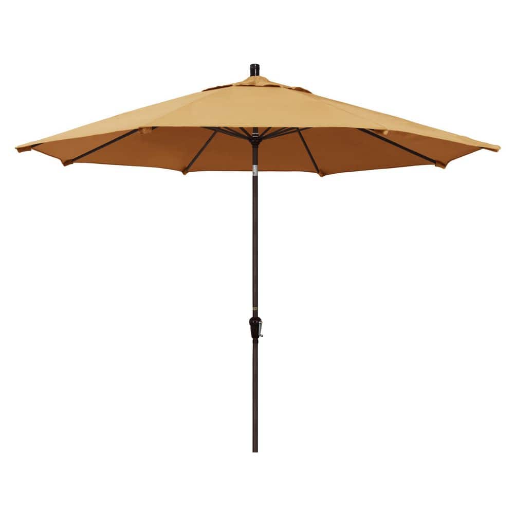 11 ft. Bronze Aluminum Market Patio Umbrella with Aluminum Ribs Auto Tilt Crank Lift in Wheat Sunbrella price history on PriceWatchPro