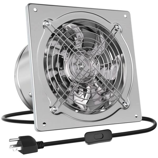576 CFM 8 in. Silver Metal Electric Power Gable Mount Attic Fan with Switch and 8 ft. Power Cord Plug-In, Wall Mount