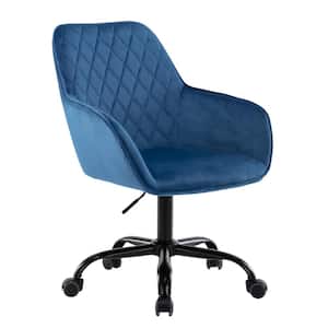 Ergonomic Blue Velvet Upholstered Swivel Office Chair Task Chair with Adjustable Height