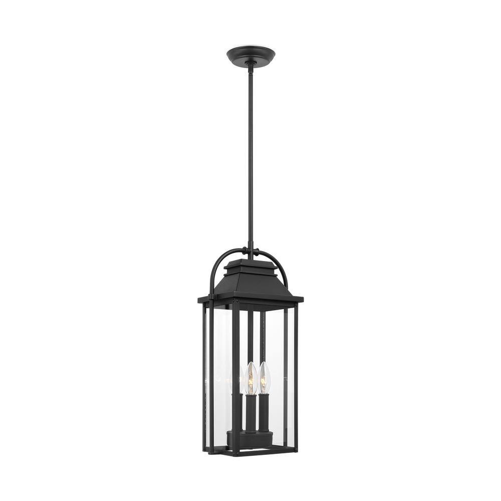 Textured Black Glass Mini Island Pendant Light