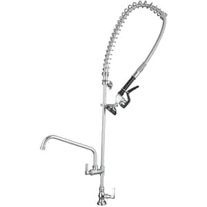 Commercial Restaurant Pull Down Single Handle Single Hole Deck Mount Pre-Rinse Spray Kitchen Faucet in Polished Chrome