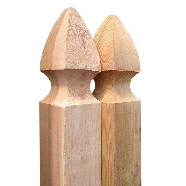 Outdoor Essentials 4 in. x 4 in. x 5 ft. Western Red Cedar French Gothic Fence Post (2-Pack)