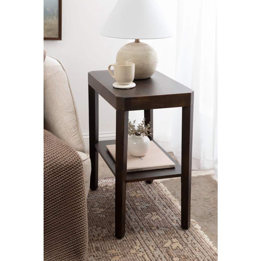 Talcott Dark Brown Mango Wood Rectangular Side Table, 22x14x26