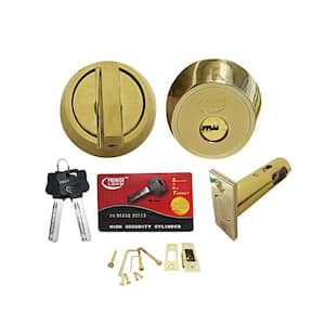 US3 Brass Heavy-Duty High-Security Single Cylinder Deadbolt with 06 Keyway (2-Pack)