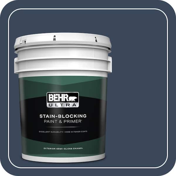 BEHR ULTRA 5 gal. #M500-7 Very Navy Semi-Gloss Enamel Exterior Paint & Primer