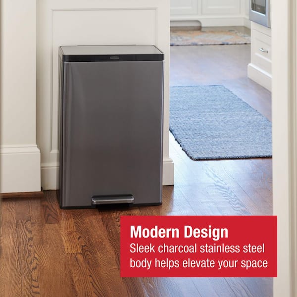 12 Gal. Charcoal Stainless Steel Metal Step-On Trash Can