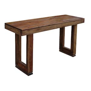 54 in. Brownstone Nut Brown Standard Rectangle Wood Console Table