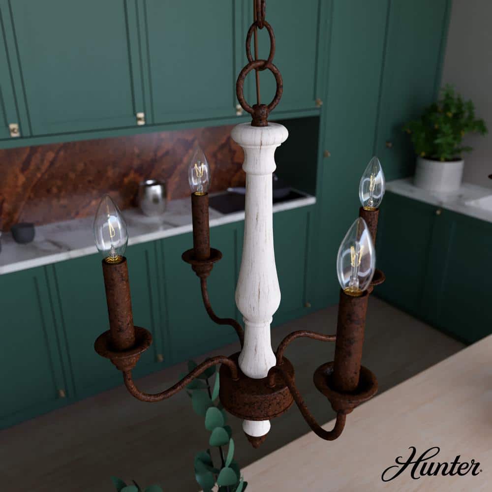 Teren Distressed White Mini Chandelier with Rustic Elegance