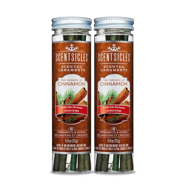 Scented Ornaments, 6ct Bottle, 2 Dashes of Cinnamon, Fragrance-Infused Paper Sticks, 2 Pack