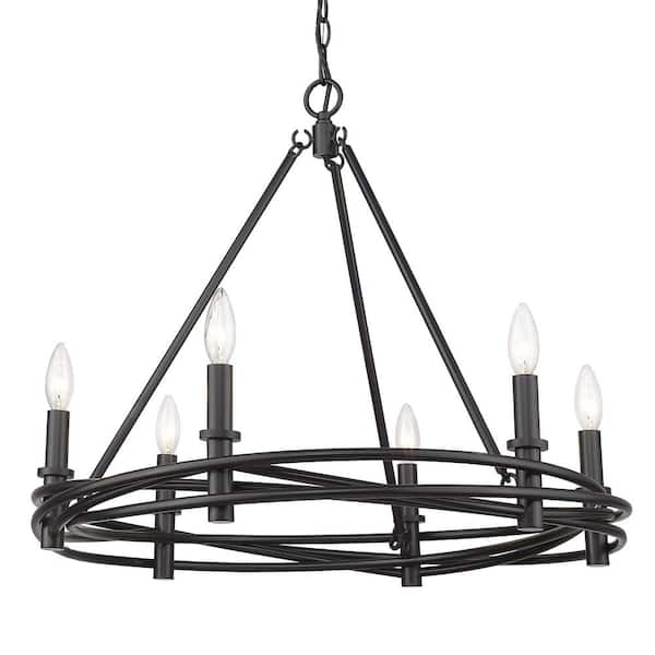 Golden Lighting Weaver 6- Light Matte Black Candle Chandelier