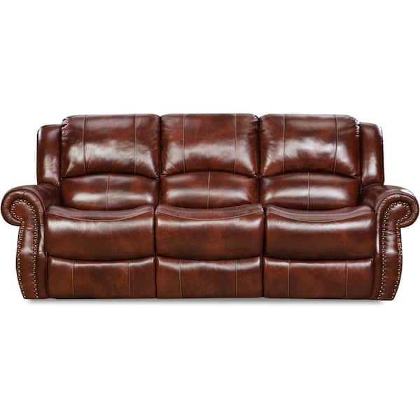 Hanover Aspen 93 in. Round Arm 3-Seater Sofa in Oxblood