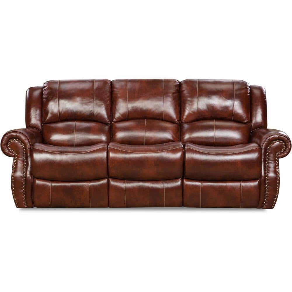 Hanover Aspen 91 In Oxblood 100, Oxblood Leather Couch