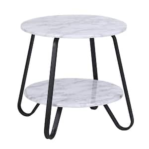 Amelia 18.1 in. W White 17.7 in. H Round Particle Board End Table with 1-Piece