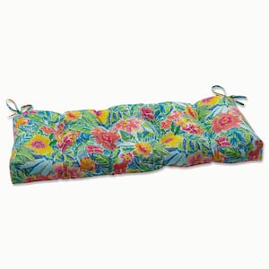 Floral Rectangular Outdoor Bench Cushion in Multi-Colored