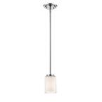 Lara 1-Light Chrome Mini Pendant with Clear and Matte Opal Glass Shade