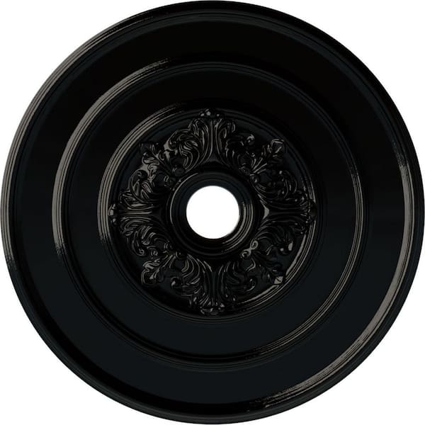 Ekena Millwork 1-1/2 in. x 26 in. x 26 in. Polyurethane Traditional with Acanthus Leaves Ceiling Medallion, Black Pearl