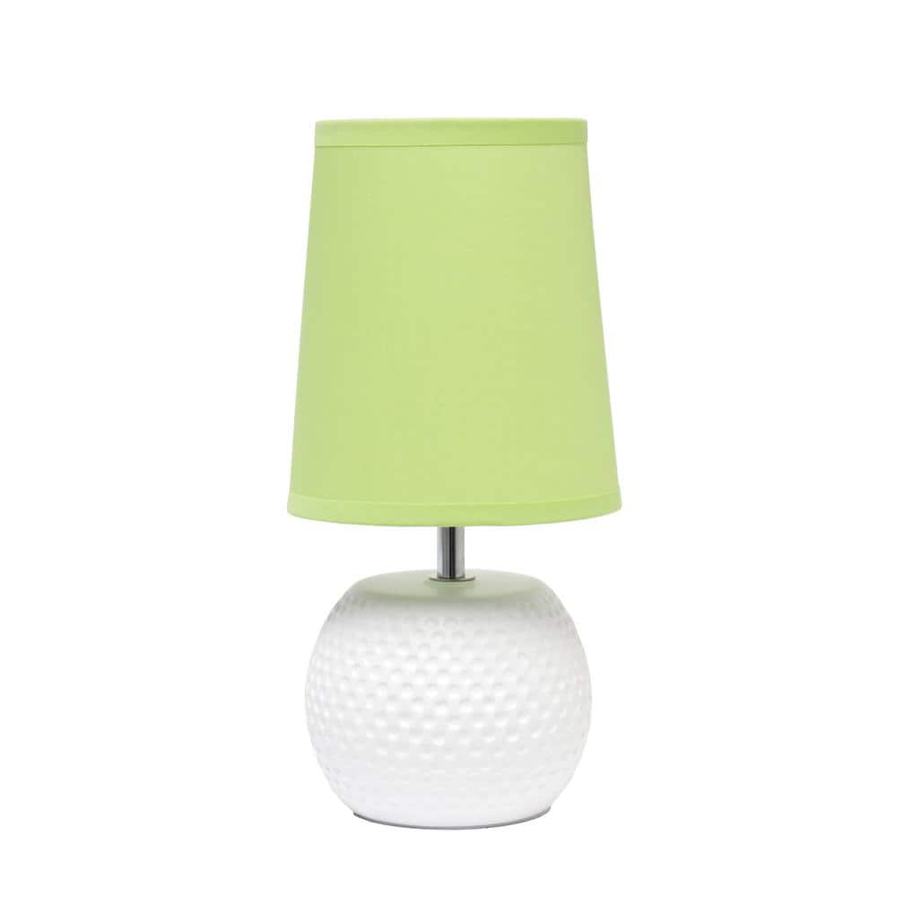 Simple Designs 11 .37 in. White and Green Studded Texture Ceramic Table Lamp