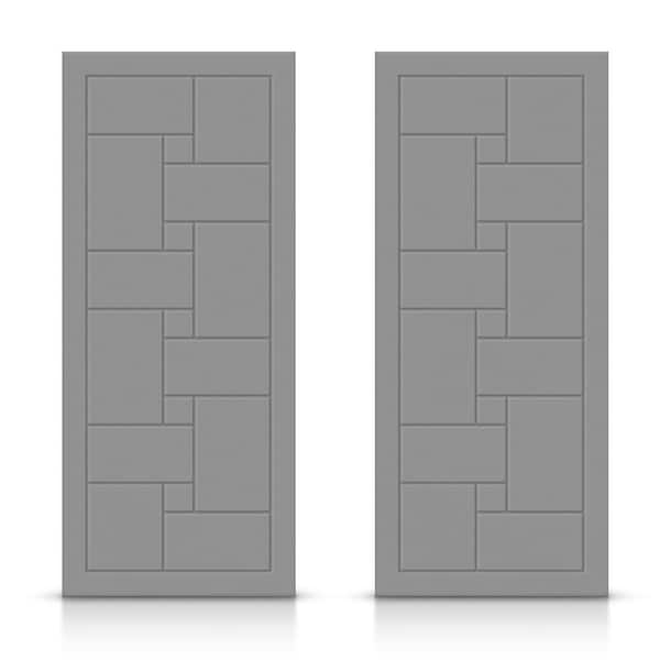 CALHOME 60 in. x 80 in. Hollow Core Light Gray Painted Composite MDF Interior Double Closet Sliding Doors