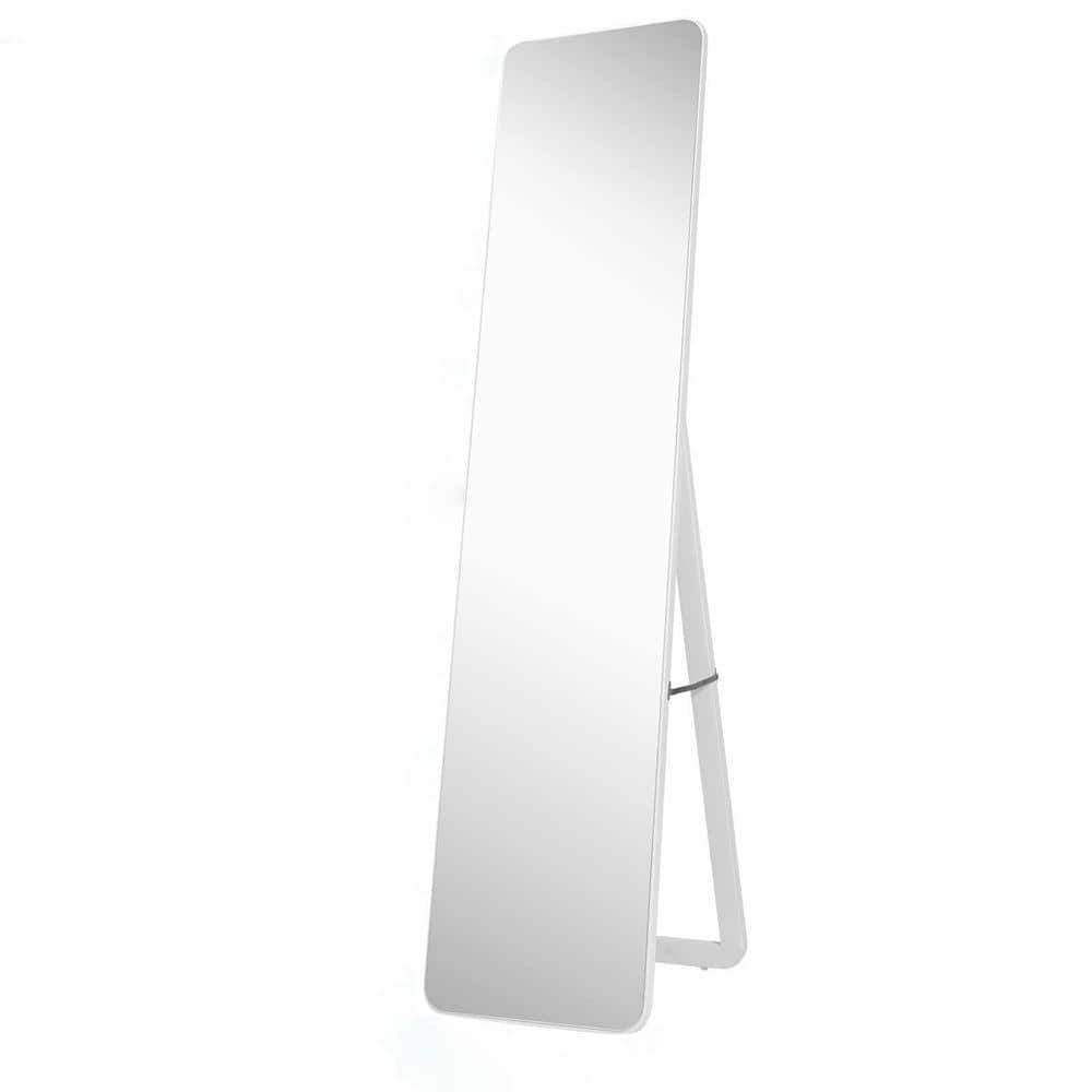 White 14.5 in. W x 63 in. H Rectangle Wood Full Length Mirror