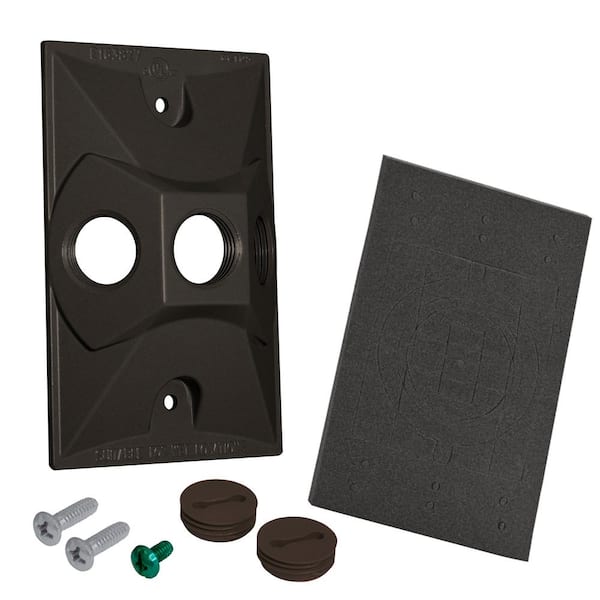 Commercial Electric 1-Gang Metal Weatherproof Electrical Lamp Holder Cover with (3) 1/2 inch Holes, Bronze