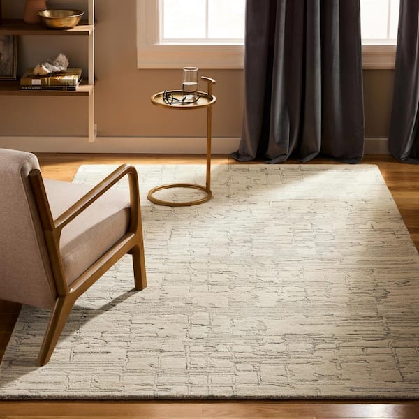 Remi Hand Tufted Wool Abstract Line Beige/Blue 9 ft. x 12 ft. Area Rug