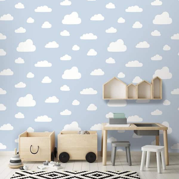 Clouds Greyish Blue Wallpaper Sample