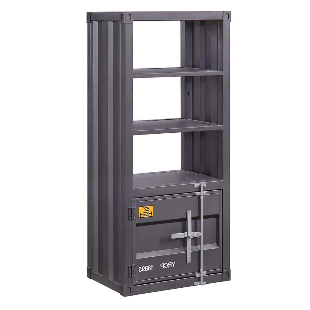 Acme Furniture Cargo 49 in. Gunmetal Metal 3-Self Bookcase with