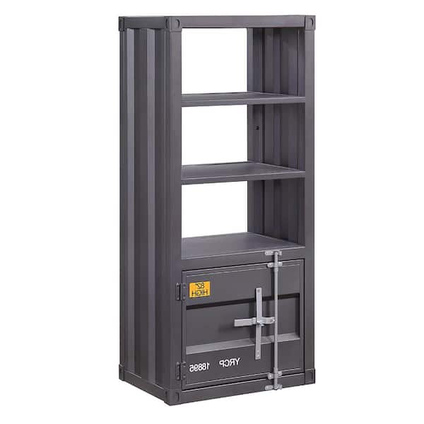 Acme Furniture Cargo 49 in. Gunmetal Metal 3-Self Bookcase with Open ...