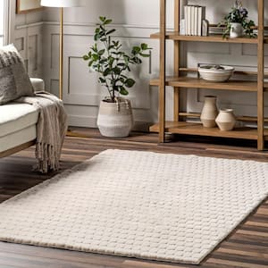 Nia Machine Washable Beige 8 ft. x 10 ft. Solid Area Rug