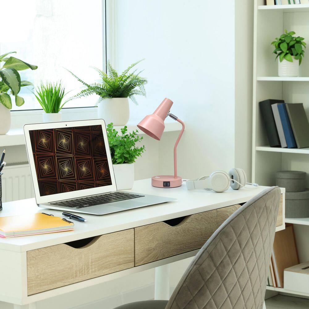 15.2 Sleek Essentials Cone Shade Desk Lamp with USB Ports, Pink for Dorm or Desk price history on PriceWatchPro