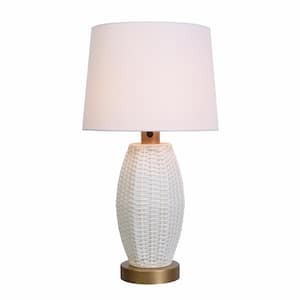 Chaleston 28 in. Outdoor/Indoor White and Gold Table Lamp