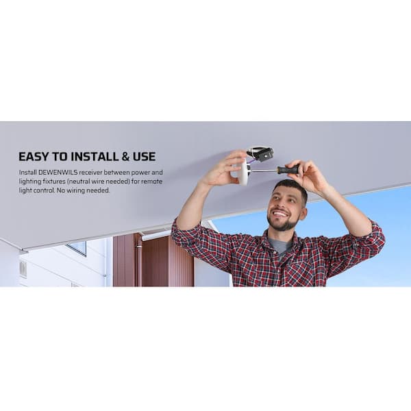 Outdoor Wireless Remote Control Light Switch and Receiver Kit, IP65 Waterproof Rating-Black