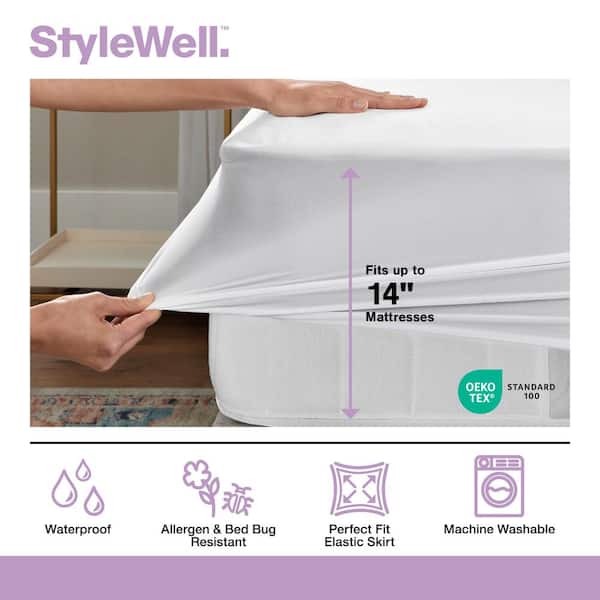 Waterproof & Antimicrobial Fitted Twin Extra Long Mattress Protector