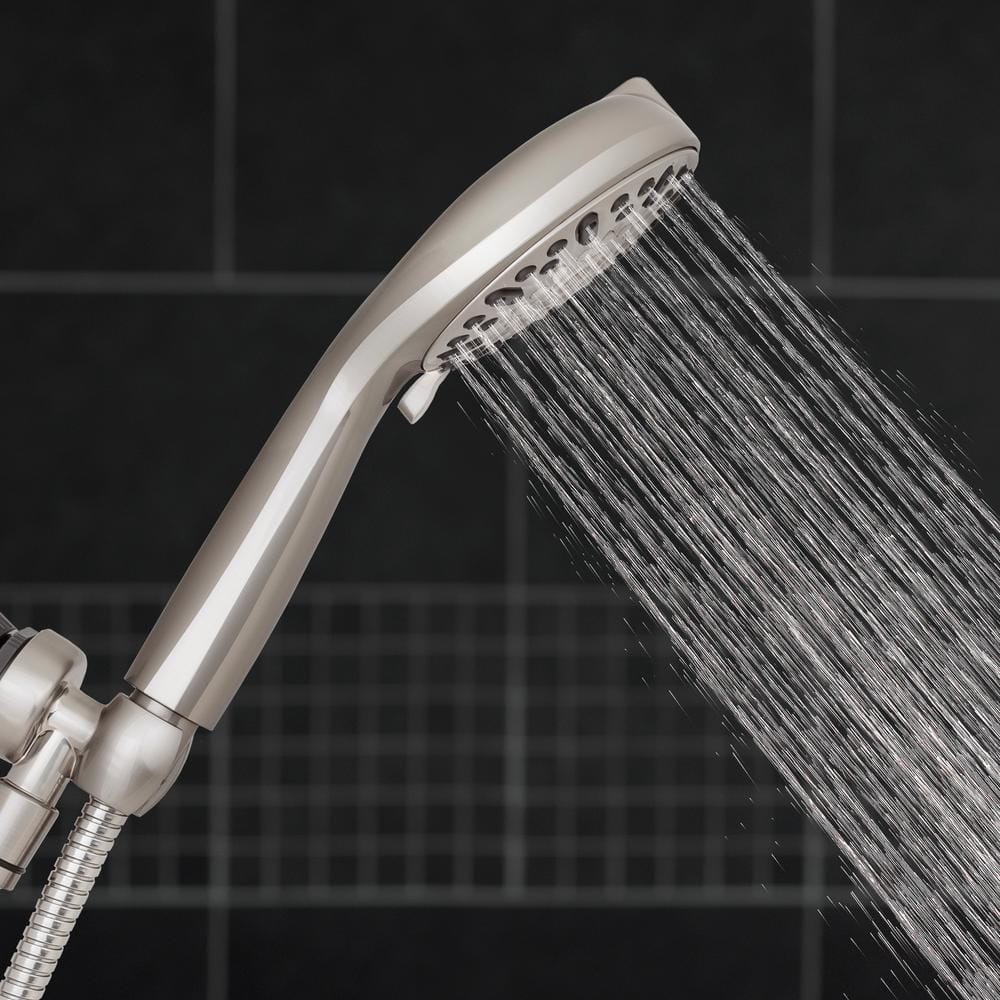 Brushed Nickel Handheld Wall Mounted Shower Head with 7-Spray Settings