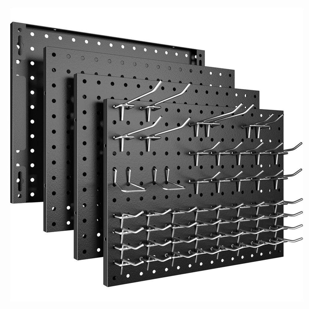 Metal Pegboard Wall Rack 4 Pack Black Steel Scratch Resistant Easy Clean DIY Organizer with 50 Hooks Included price history on PriceWatchPro