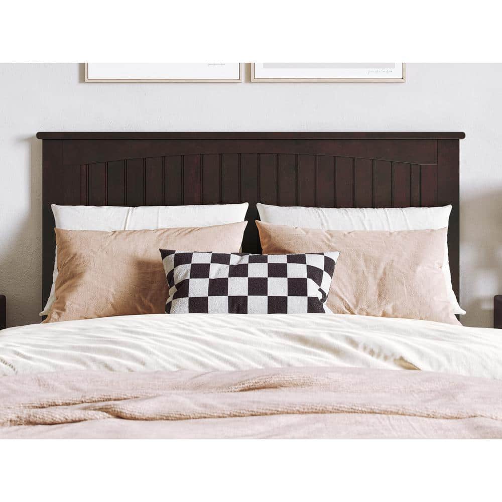 Espresso Full Wood Headboard with Attachable Charger