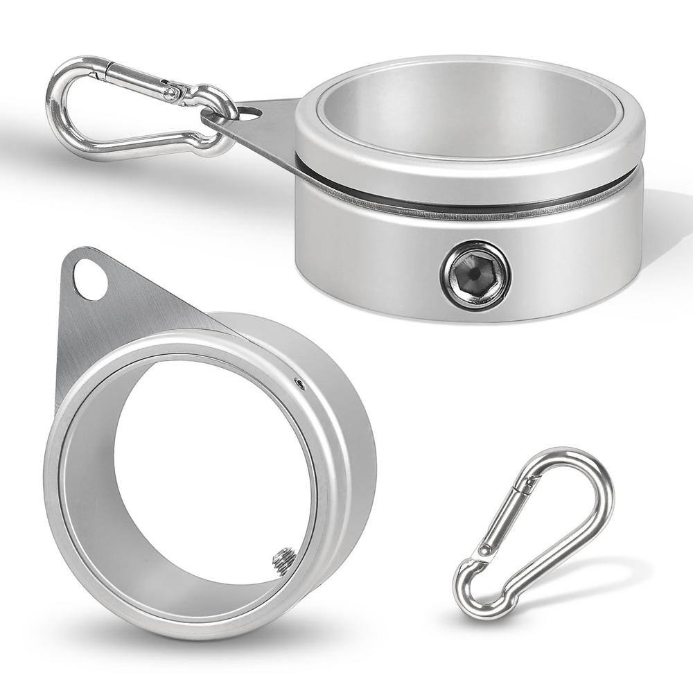 Matte Silver Aluminum 2-Inch Flagpole Rings with 360° Rotating Clips