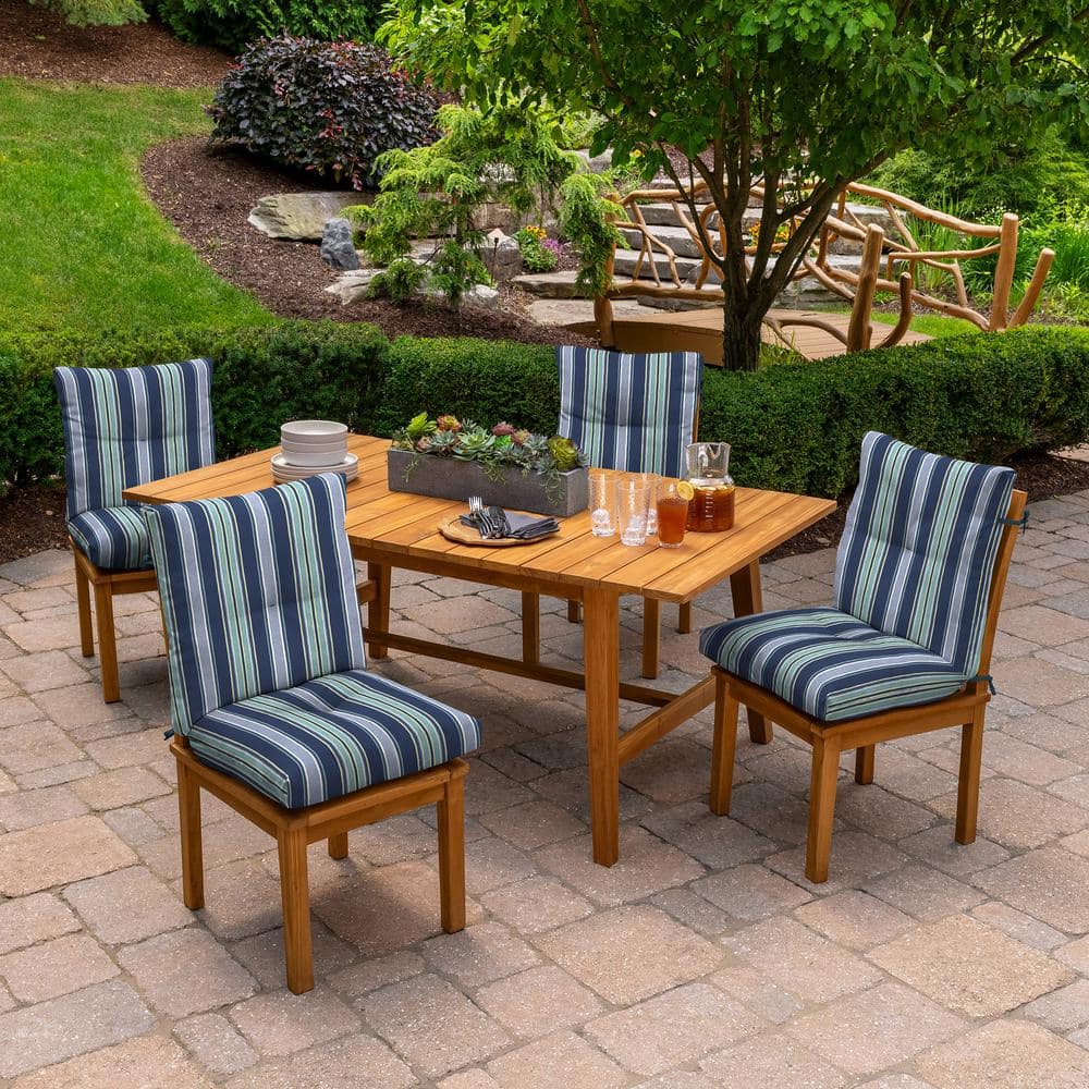 Sapphire Aurora Blue Stripe Tufted Polyfill Dining Chair Cushion Set