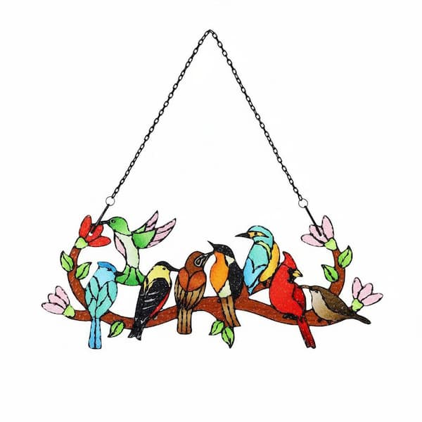 Colorful Stained Glass Bird Suncatcher