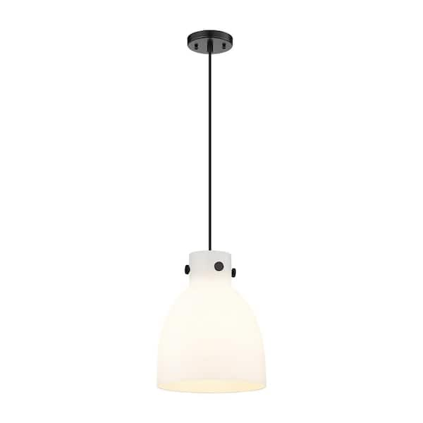 Innovations Newton Bell 100 Watt 1 Light Matte Black Shaded Pendant Light With Frosted Glass