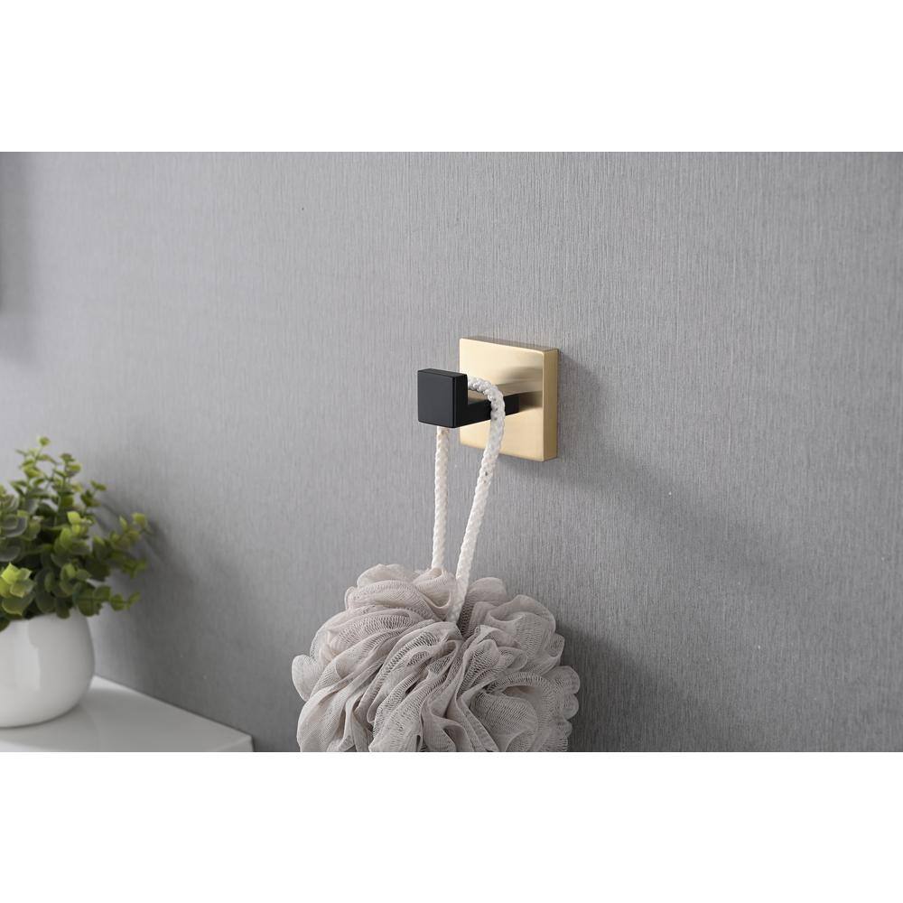 8-Piece Matte Black and Gold Stainless Steel Bathroom Hardware Set
