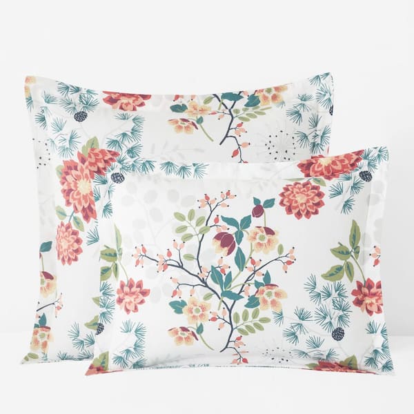 Company Cotton Vintage Blooms Velvet White Multi Flannel Sham