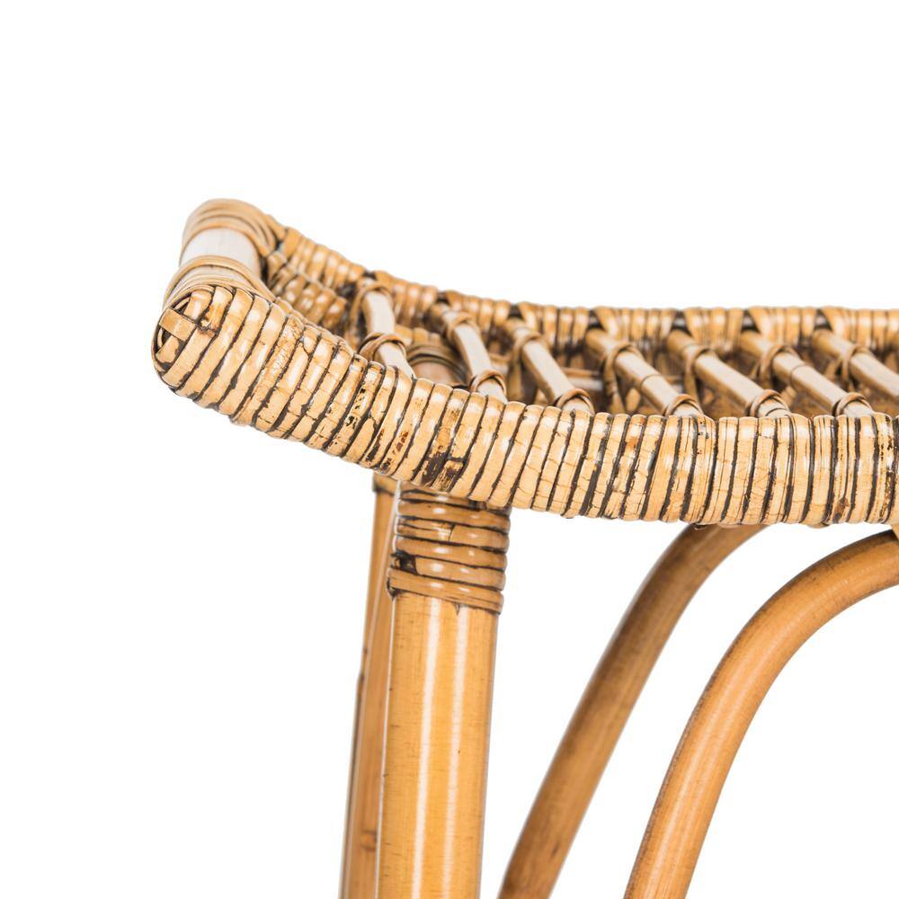 Honey Brown Rattan Curved Bar Stool