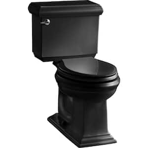 Memoirs 12 in. Rough In 2-Piece 1.28 GPF Single Flush Elongated Toilet in Black Black Seat Not Included